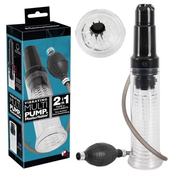 You2Toys - 2in1 dzimumlocekļa pumpis un masturbators caurspīdīgs