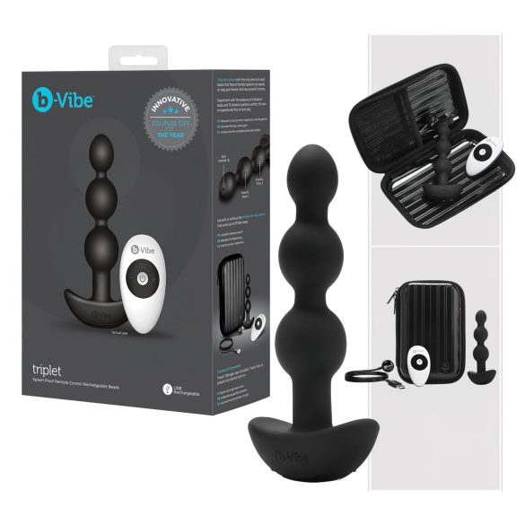 b-Vibe - trīskāršā pērļu anālās rotaļlietas, melna