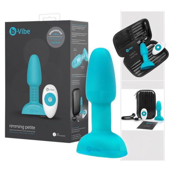 b-Vibe Rimming - vibrējošs anālā masieris ar rotējošām pērlītēm (tirkīza)
