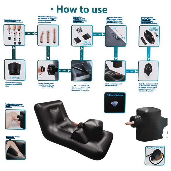 Dark Magic - bateriju seksa iekārta ar gultu (melna)