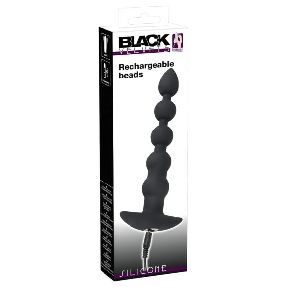 Black Velvet - uzlādējams 5 lodīšu anālais vibrators (melns)