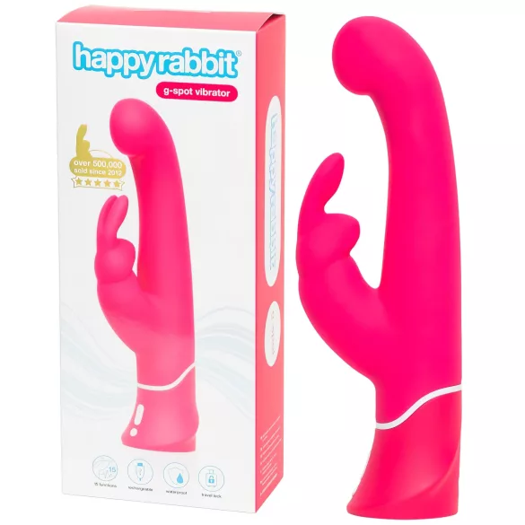 Happyrabbit G-punkta vibrators ar klitora stimulatoru ūdensizturīgs rozā