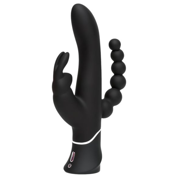 Happyrabbit Triple - uzlādējams klitora un anālais vibrators (melns)