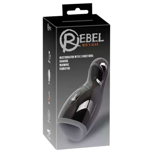 Rebel - masturbators vīriešiem ar apsildi un vibrāciju melns