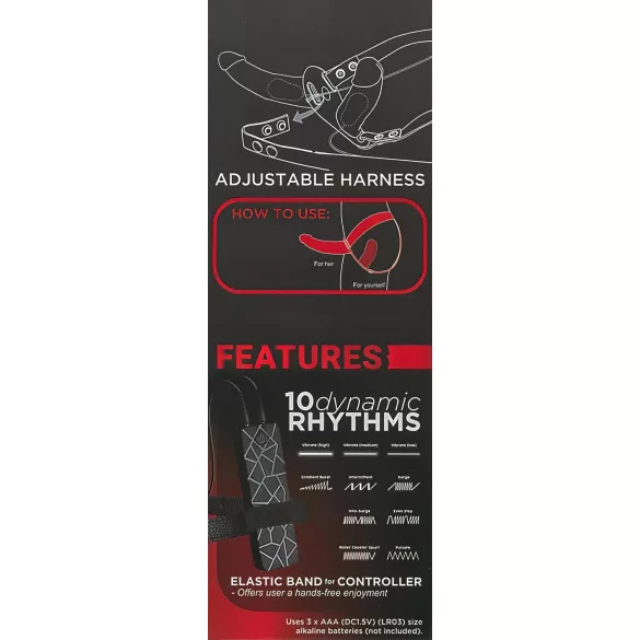 Double Thruster - strap-on dubultais vibrators melns