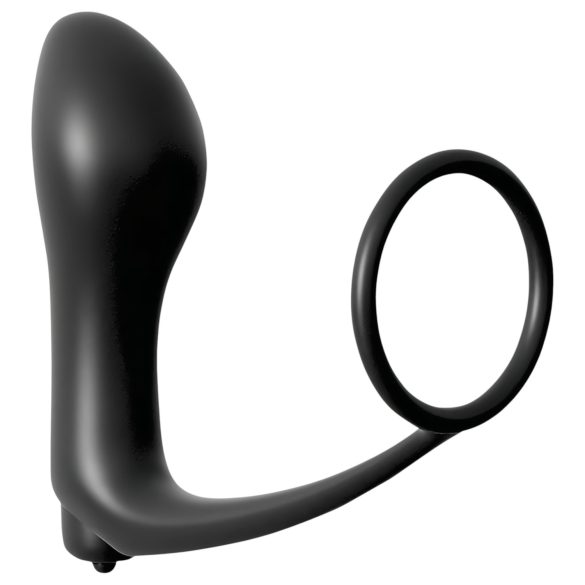 Analfantasy - pirkstu anālais vibrators ar dzimumlocekļa gredzenu (melns)