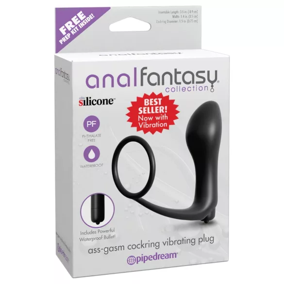Pipedream - Analfantasy - pirkstu anālais vibrators ar erekcijas gredzenu (melns)