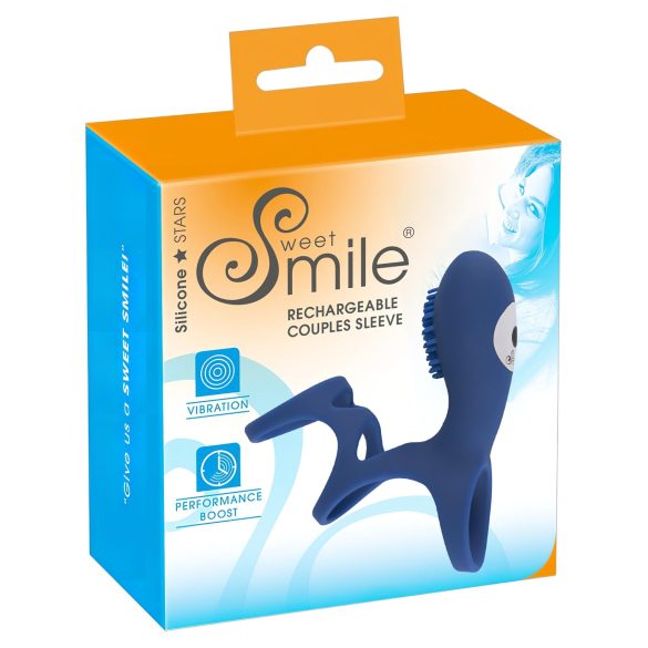 SMILE Couple - akumulatora vibrējošs dzimumlocekļa aproce (zilā krāsā)