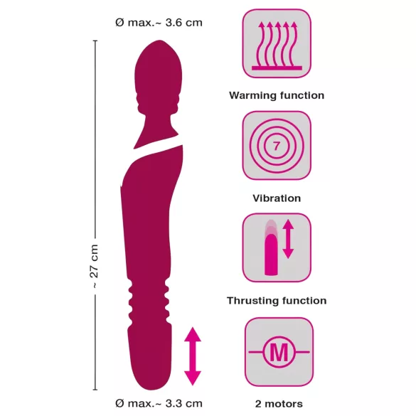 Javida Thrusting - 3 vienā masāžas vibrators (sarkans)