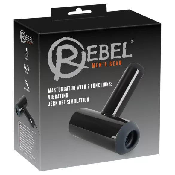 Rebel - vīriešu masturbators ar vibrāciju un kustību, melns, uzlādējams