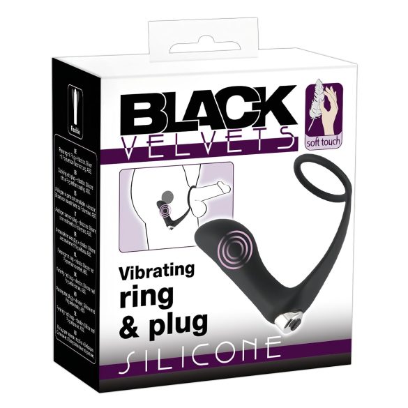 Melnais vilinājums - anālais vibrators ar dzimumlocekļa gredzenu (melnā krāsā)