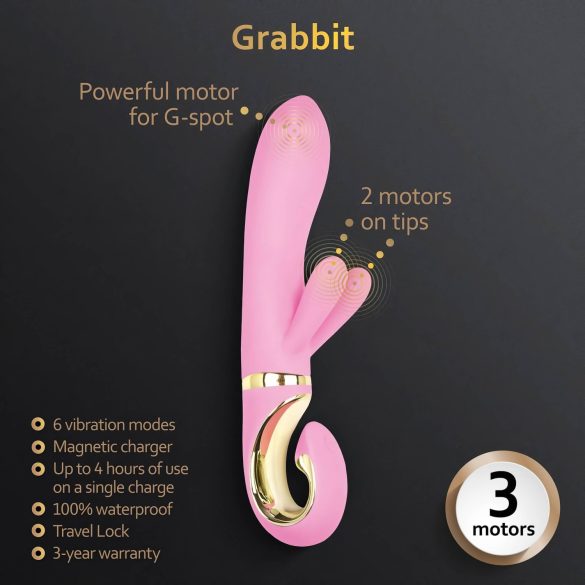G-Vibe GRabbit - uzlādējams G-punkta vibrators ar 3 motoriem rozā
