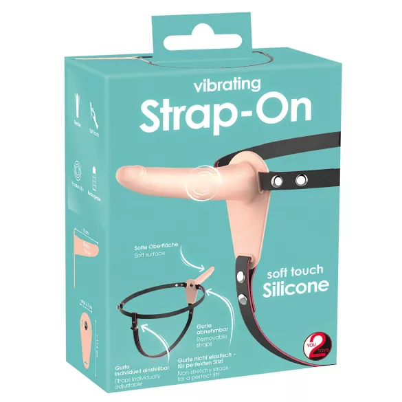 You2Toys - strap-on vibrators akumulatora, uzliekams, miesas krāsas