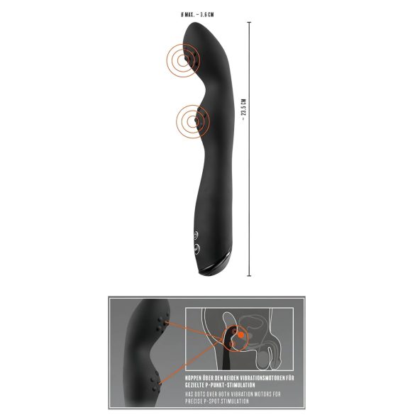 Rebel P-Spot - 2 motoru prostatas vibrators (melns)