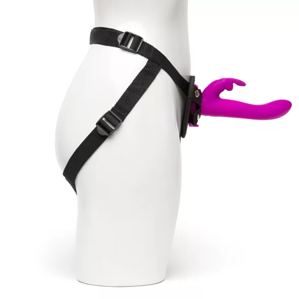 Happyrabbit Strap-On - truša tipa, klitora rokturi saturošs piesprādzējamais vibrators (violets)