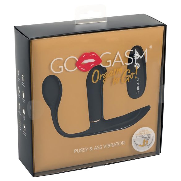 GoGasm 3-vērtņu vibrators: maksts un dibens akumulators, bezvadu, melns
