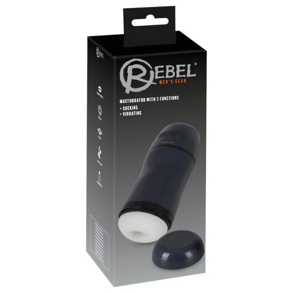 Rebel - 2in1 sūcošs, vibrējošs masturbators (melns)