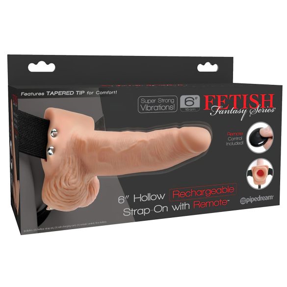 Fetiša Strap-On 6 - uzliekams, dobs vibrators (dabisks)
