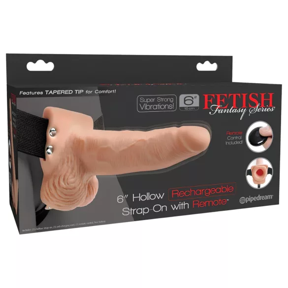 Pipedream - Fetish Strap-On 6 - uzkabināms, dobs vibrators (dabisks)