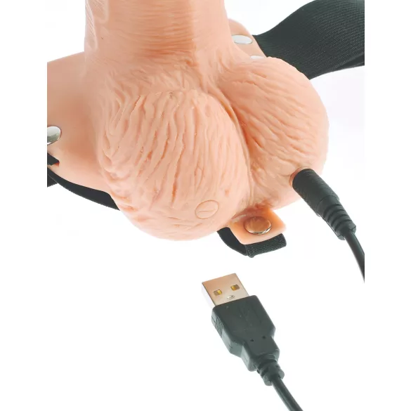 Pipedream - Fetish Strap-On 6 - uzkabināms, dobs vibrators (dabisks)