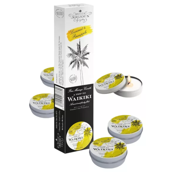Petits Joujoux masāžas svece ar kokosriekstu un ananāsu aromātu 5x43ml