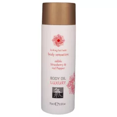   Shiatsu Luxury - ēdamā masāžas eļļa ar zemeņu un sarkano piparu aromātu 75ml