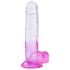 Sunfo – piesūcekņa dildo ar sēkliniekiem - 22 cm (caurspīdīgs-violets)