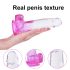 Sunfo – piesūcekņa dildo ar sēkliniekiem - 22 cm (caurspīdīgs-violets)