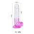 Sunfo – piesūcekņa dildo ar sēkliniekiem - 22 cm (caurspīdīgs-violets)