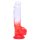 Sunfo - piesūceknis, trīssarkanais dildo - 21cm (caurspīdīgi-sarkans)