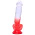 Sunfo - piesūceknis, trīssarkanais dildo - 21cm (caurspīdīgi-sarkans)