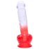 Sunfo - piesūceknis, trīssarkanais dildo - 21cm (caurspīdīgi-sarkans)