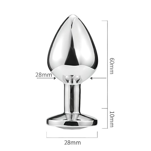 Sunfo - metāla anālais spraudnis ar sirds formas akmeni (sudrabs-rozā)