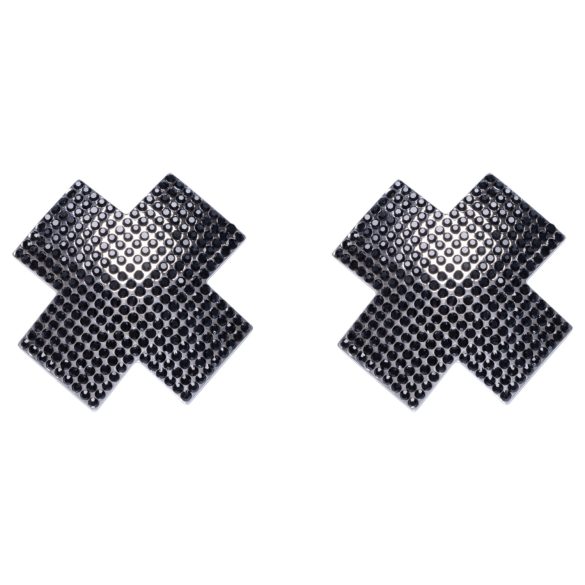 Cottelli - krūšu uzlīmes ar X formas strasām melnas