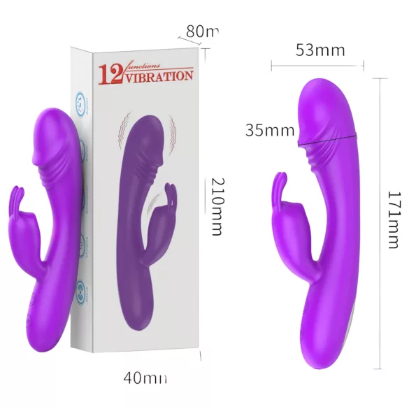 Lonely - vibrators ar klitorālo stimulatoru, G-punkta, uzlādējams, violets