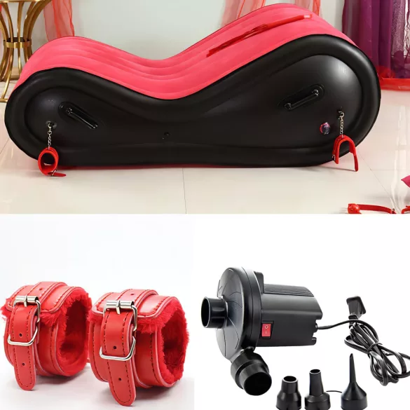 Desirel Magic Pillow - Piepūšams BDSM seksa mēbeļu spilvens ar roku dzelžiem (sarkans)