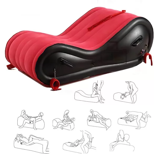 Desirel Magic Pillow - Piepūšams BDSM seksa mēbeļu spilvens ar roku dzelžiem (sarkans)