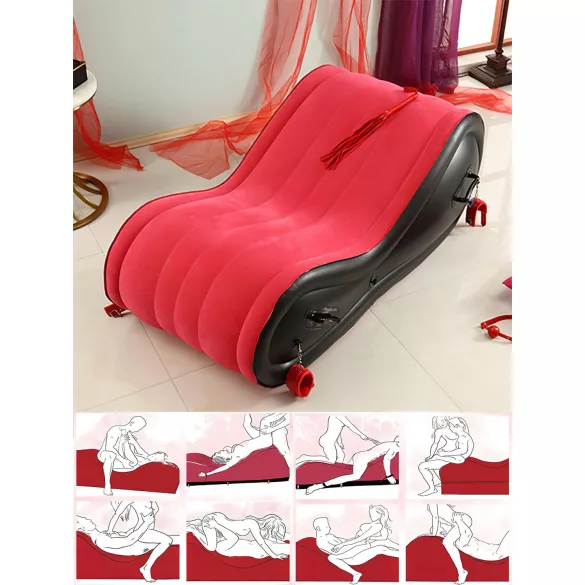Desirel Magic Pillow - Piepūšams BDSM seksa mēbeļu spilvens ar roku dzelžiem (sarkans)