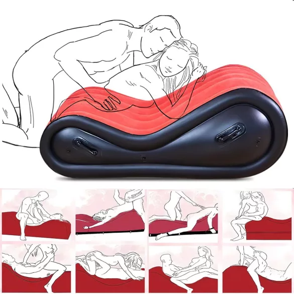 Desirel Magic Pillow - Piepūšams BDSM seksa mēbeļu spilvens ar roku dzelžiem (sarkans)