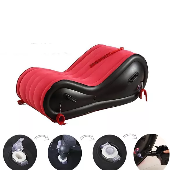 Desirel Magic Pillow - Piepūšams BDSM seksa mēbeļu spilvens ar roku dzelžiem (sarkans)