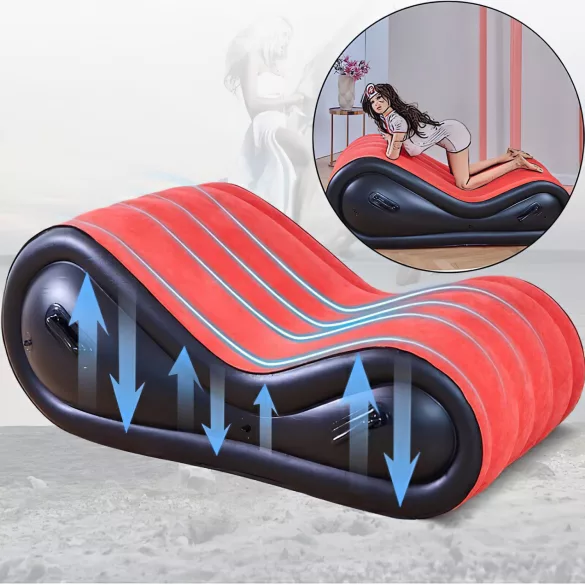 Desirel Magic Pillow - Piepūšams BDSM seksa mēbeļu spilvens ar roku dzelžiem (sarkans)