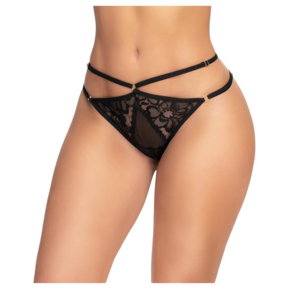 Mapalé - rakstains, siksniņu stringi ar atvērumu (melni) - M/L