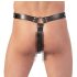 ZADO - ādas stringi ar dildo un 3 gredzeniem - L/XL