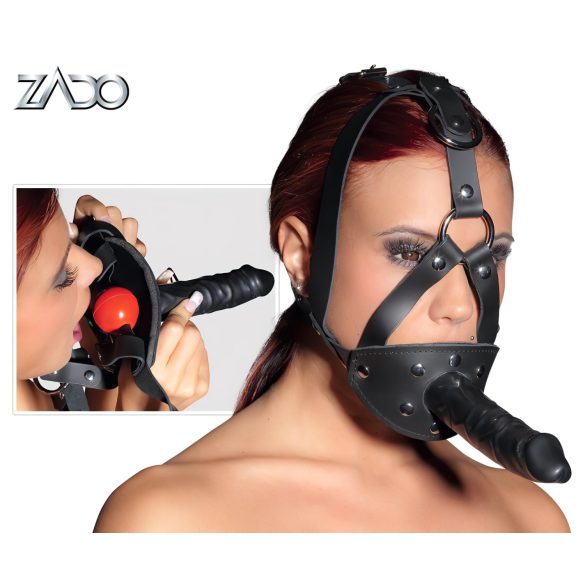 ZADO - ādas rotaļlieta ar dildo (melna)