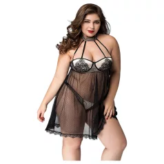 JSY 066 - melns babydoll komplekts (XL-2XL)