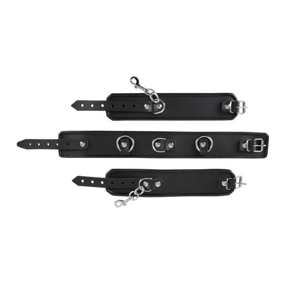 ZADO - ādas kakla siksna ar roku dzelžiem melna