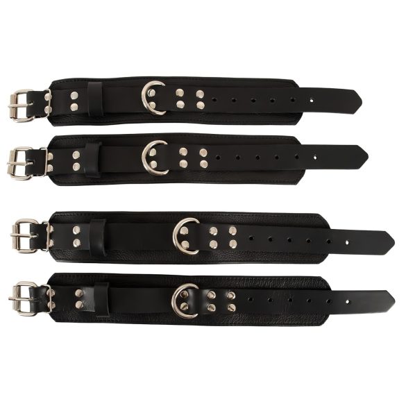 ZADO - ādas piesiešanas komplekts gultai melns