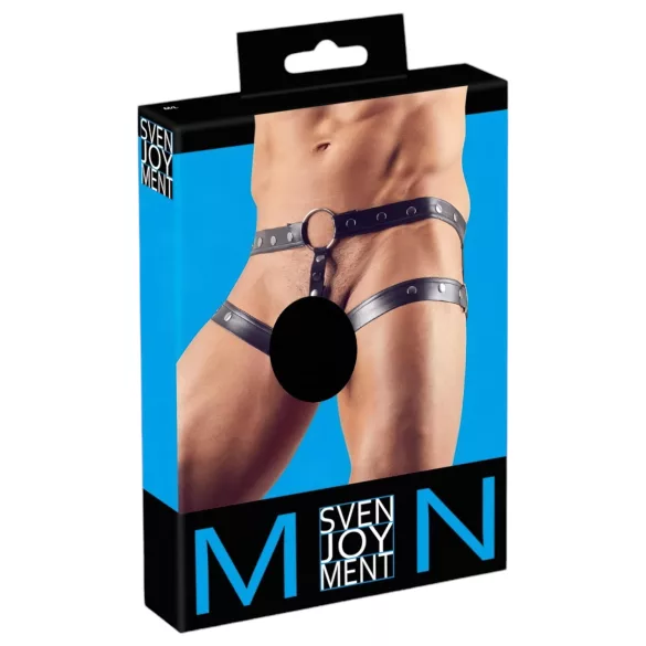 Svenjoyment - vīriešu hārnijs ar dzimumlocekļa gredzenu melns M/L