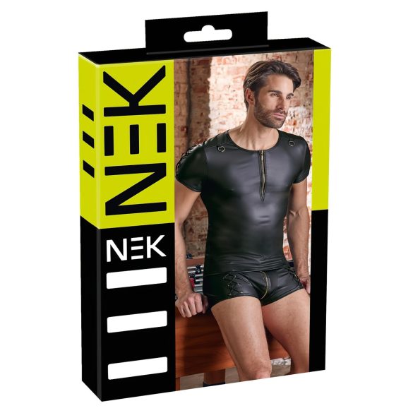NEK - matēts īsroku vīriešu krekls (melns) - XL