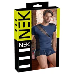   NEK - vīriešu tops ar melnu caurspīdīgu mežģīni un aukliņu, zils - M